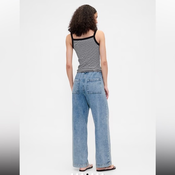 Gap High Rise Pull On Wide Leg Jeans Womens Medium Blue Light Wash - Picture 10 of 10